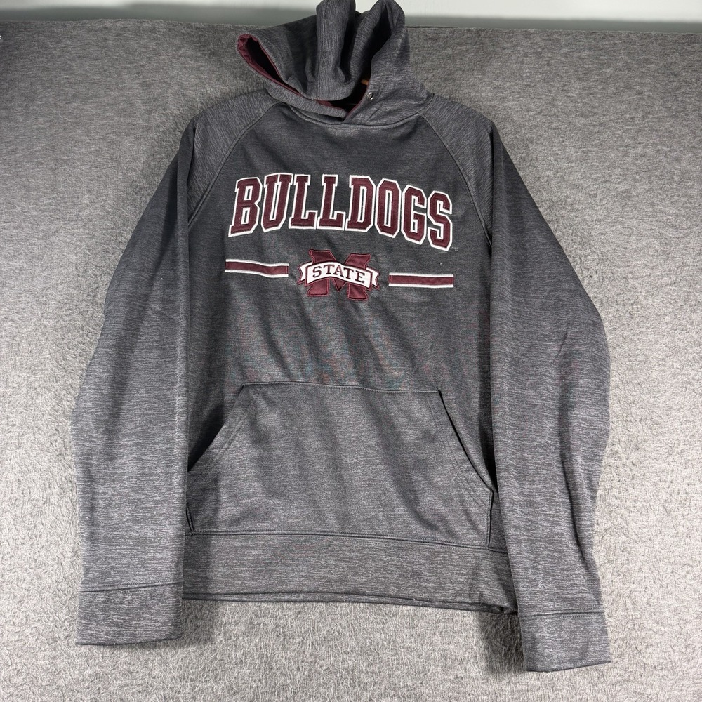 Mississippi State Bulldogs Hoodie Mens Small Gray Pullover Sweatshirt Football